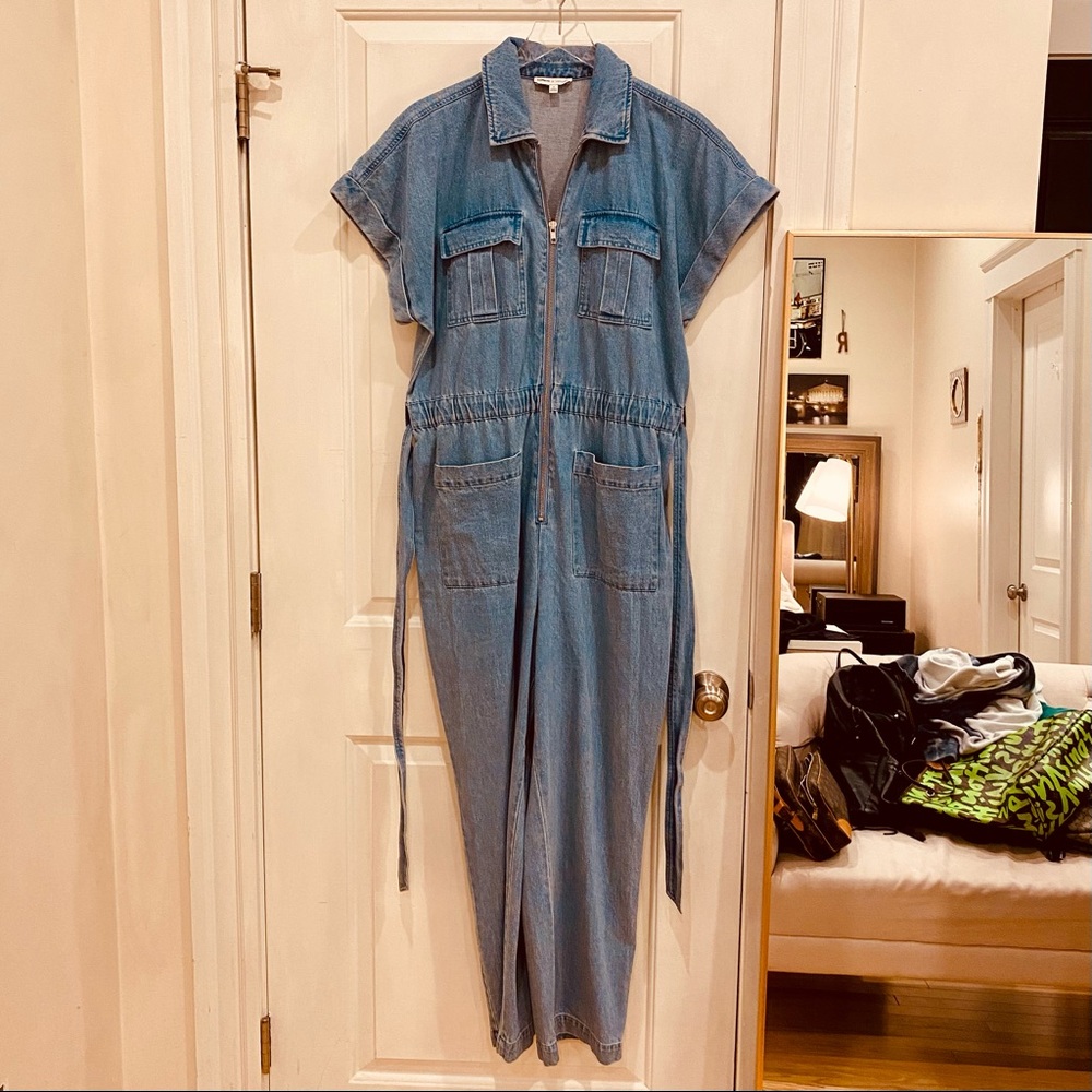 Express x Ladygang Denim Zippered Jumpsuit - Picture 2 of 11